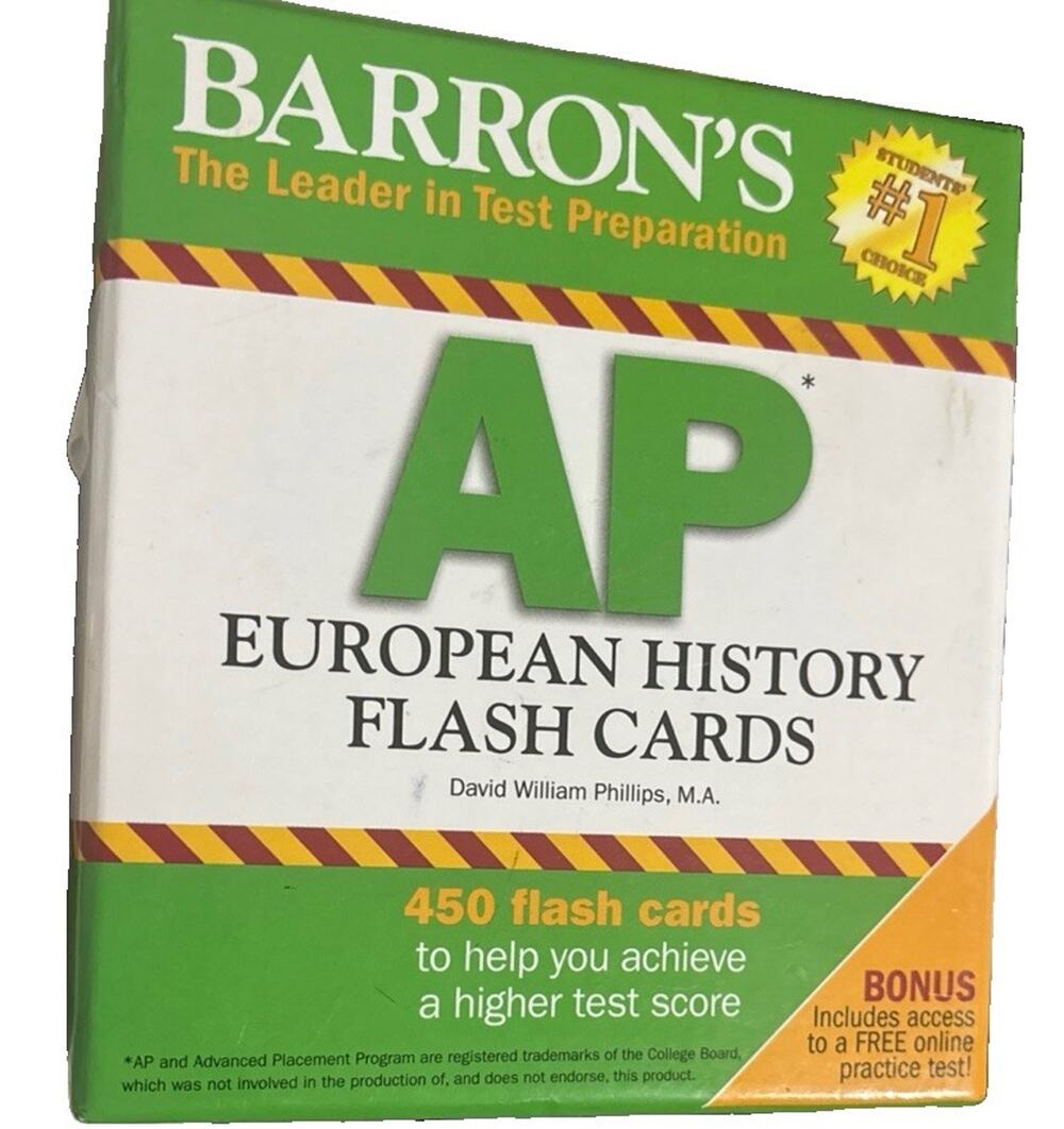Barron's Test Prep AP European History Flash Cards 450 Total EUC Free Shipping
